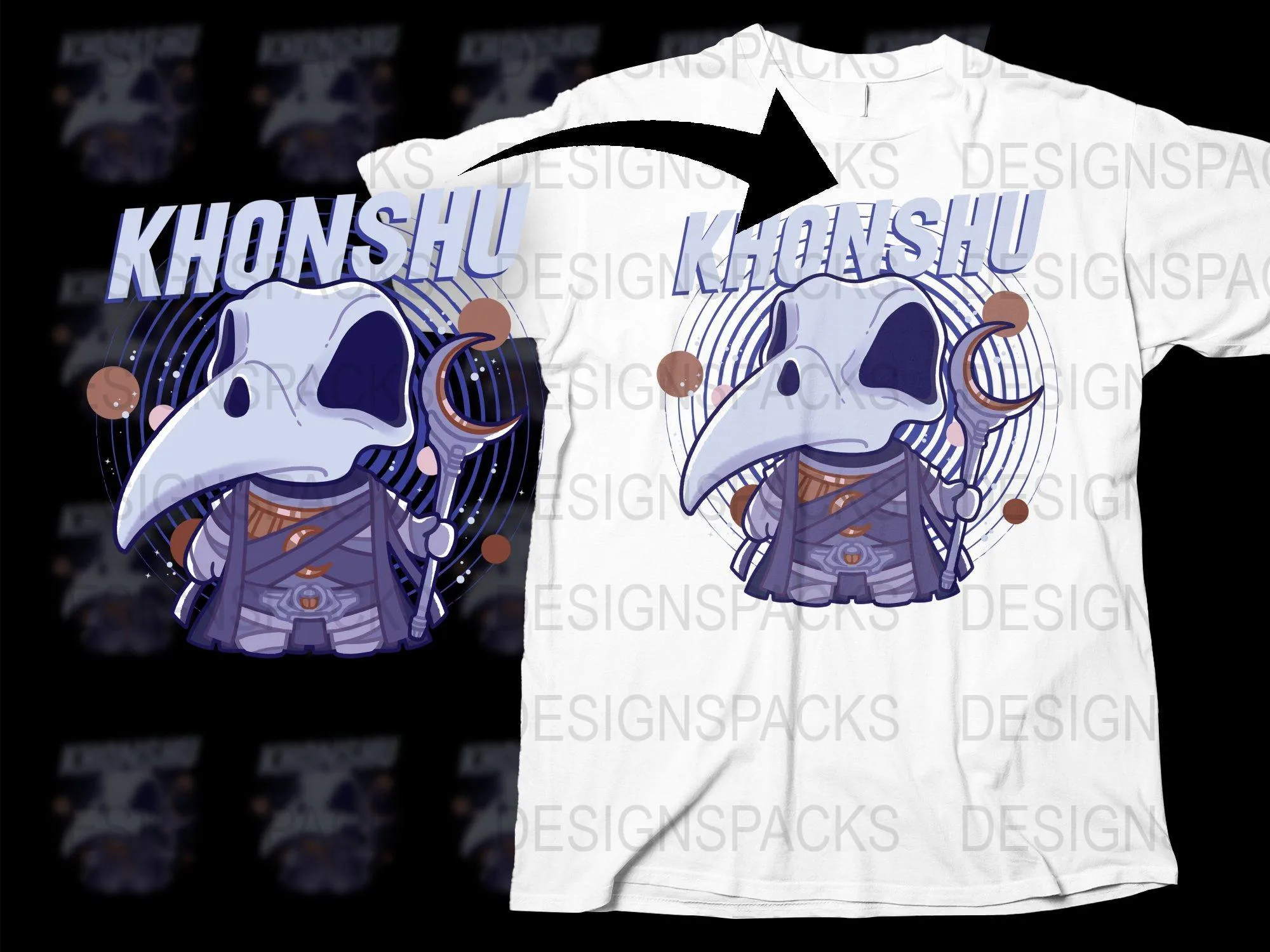 Adorable Cartoon Khonshu Character Design Png Digital Download