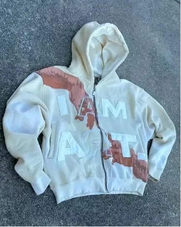 Advbridge Hip-hop Trendy Streetwear Y2K Harajuku American Retro Letter Print Zipper Hoodie Men's Punk Casual Colorful Oversized Sweatshirt