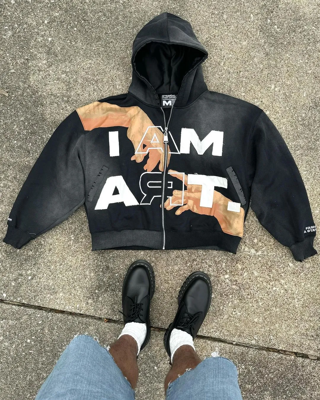 Advbridge Hip-hop Trendy Streetwear Y2K Harajuku American Retro Letter Print Zipper Hoodie Men's Punk Casual Colorful Oversized Sweatshirt