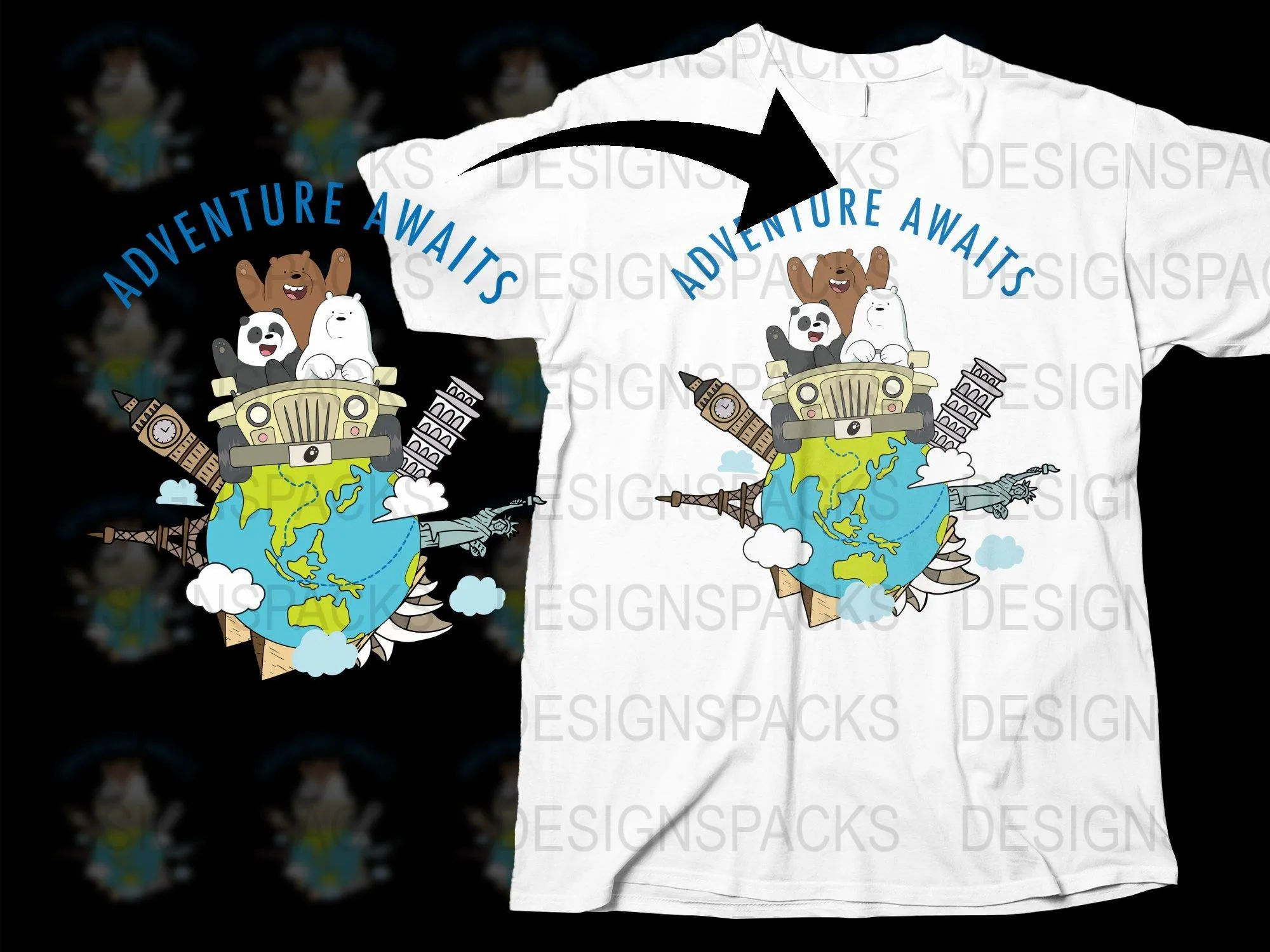 Adventure Awaits Cartoon Bears Png Digital Download