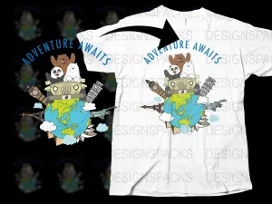 Adventure Awaits Cartoon Bears Png Digital Download