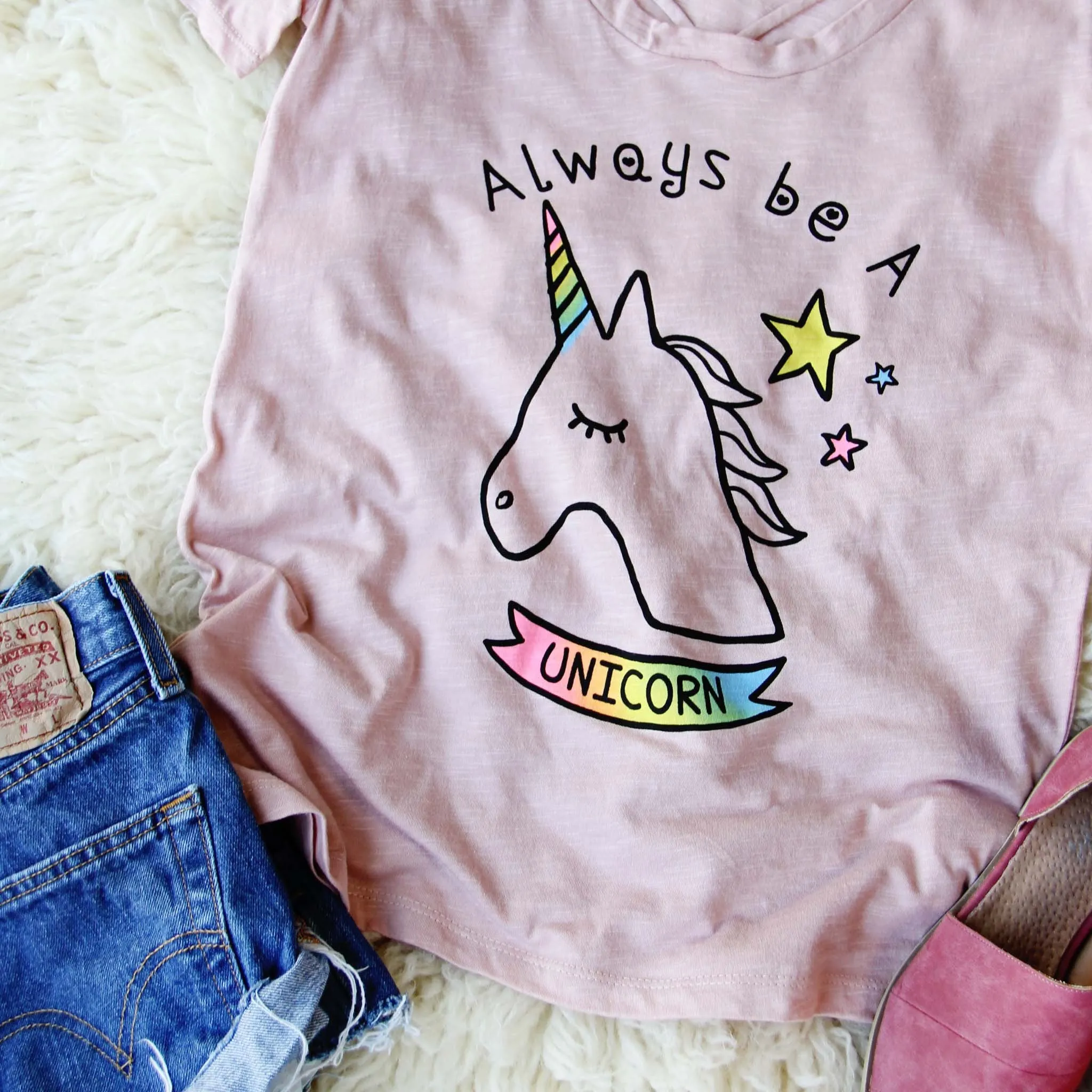 Always Be A Unicorn Tee in Pink