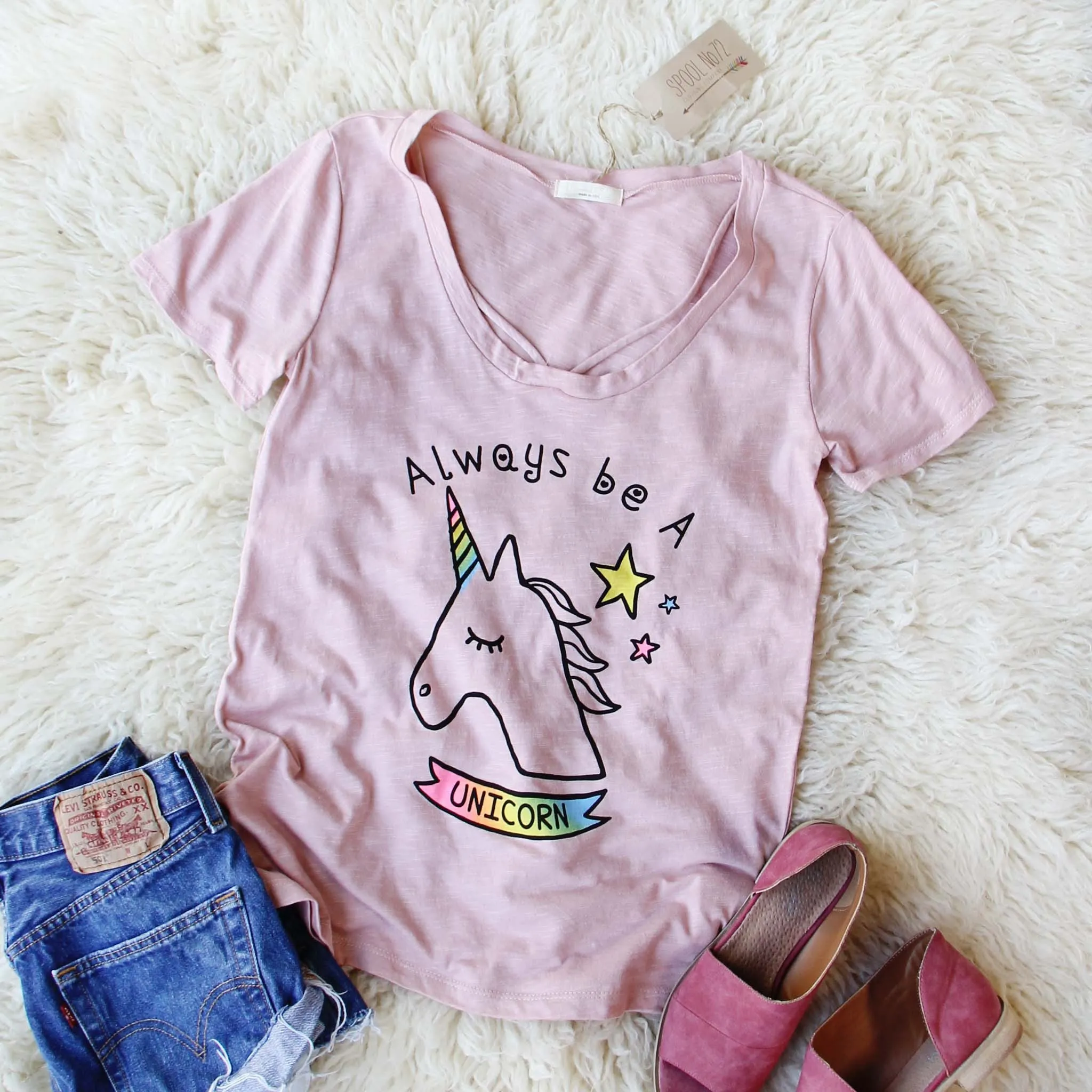 Always Be A Unicorn Tee in Pink