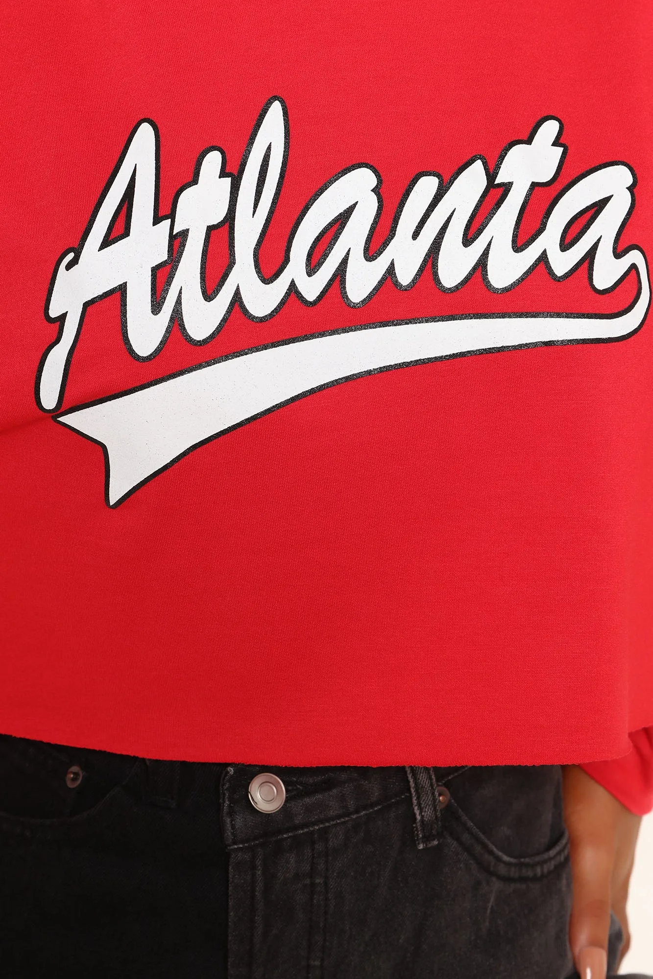 Atlanta Babe Cropped Hoodie - Red
