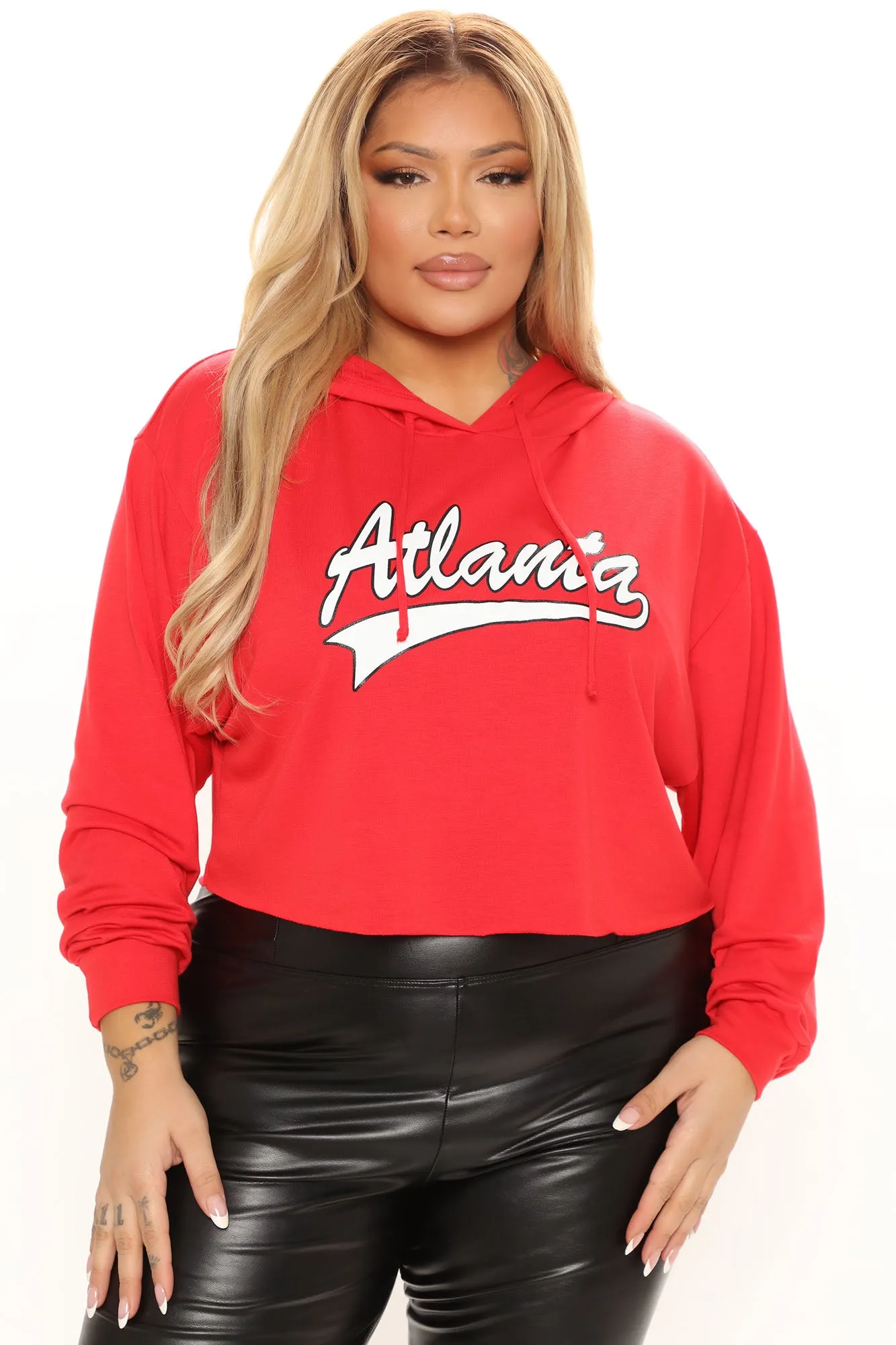 Atlanta Babe Cropped Hoodie - Red