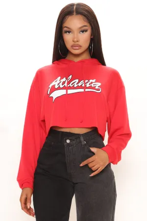 Atlanta Babe Cropped Hoodie - Red