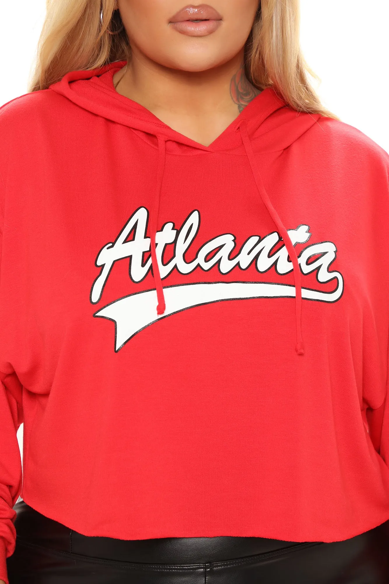 Atlanta Babe Cropped Hoodie - Red