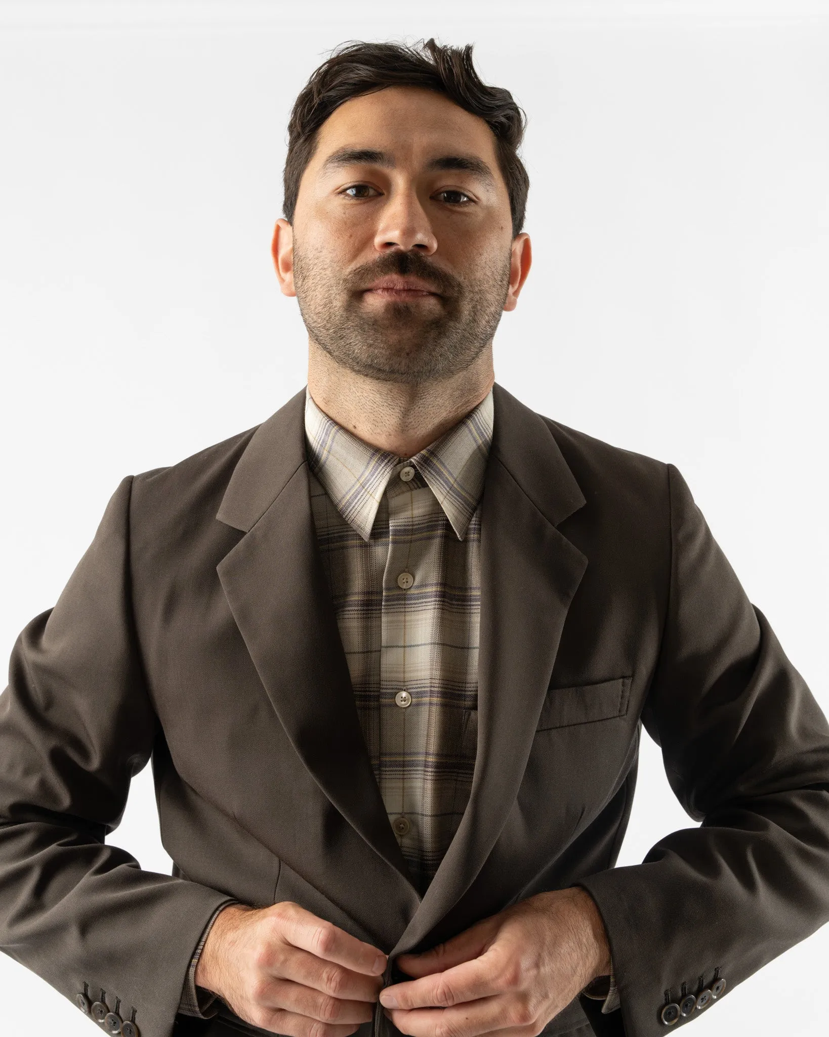 Auralee Light Wool Max Gabardine Jacket in Dark Brown