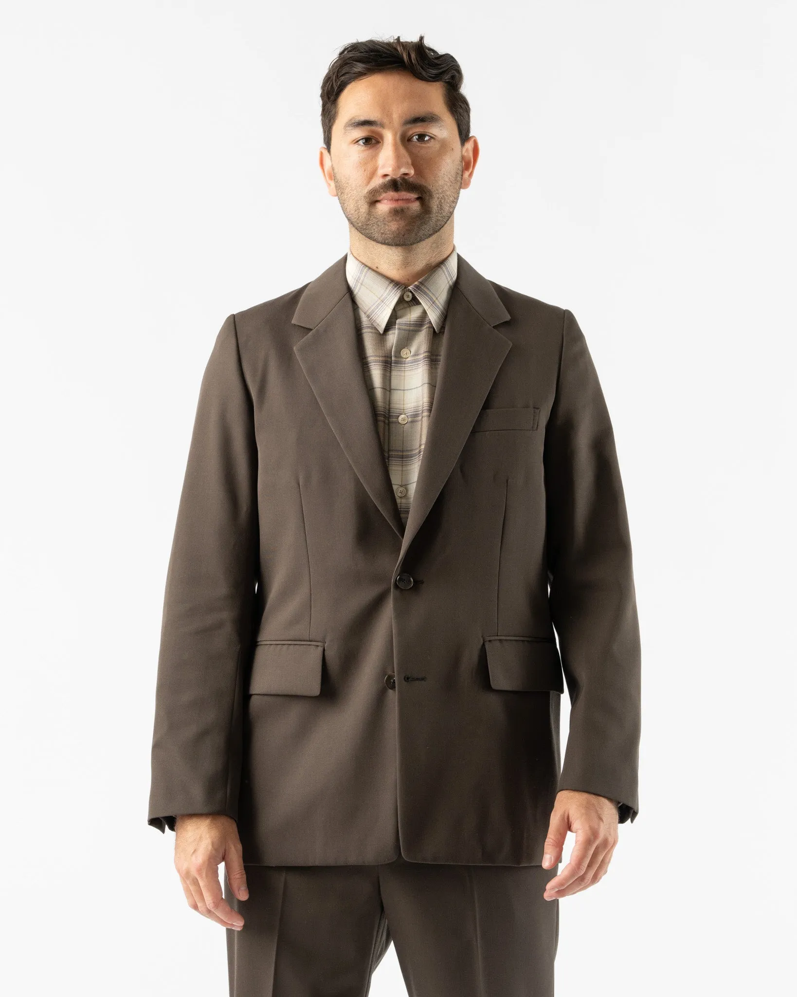 Auralee Light Wool Max Gabardine Jacket in Dark Brown