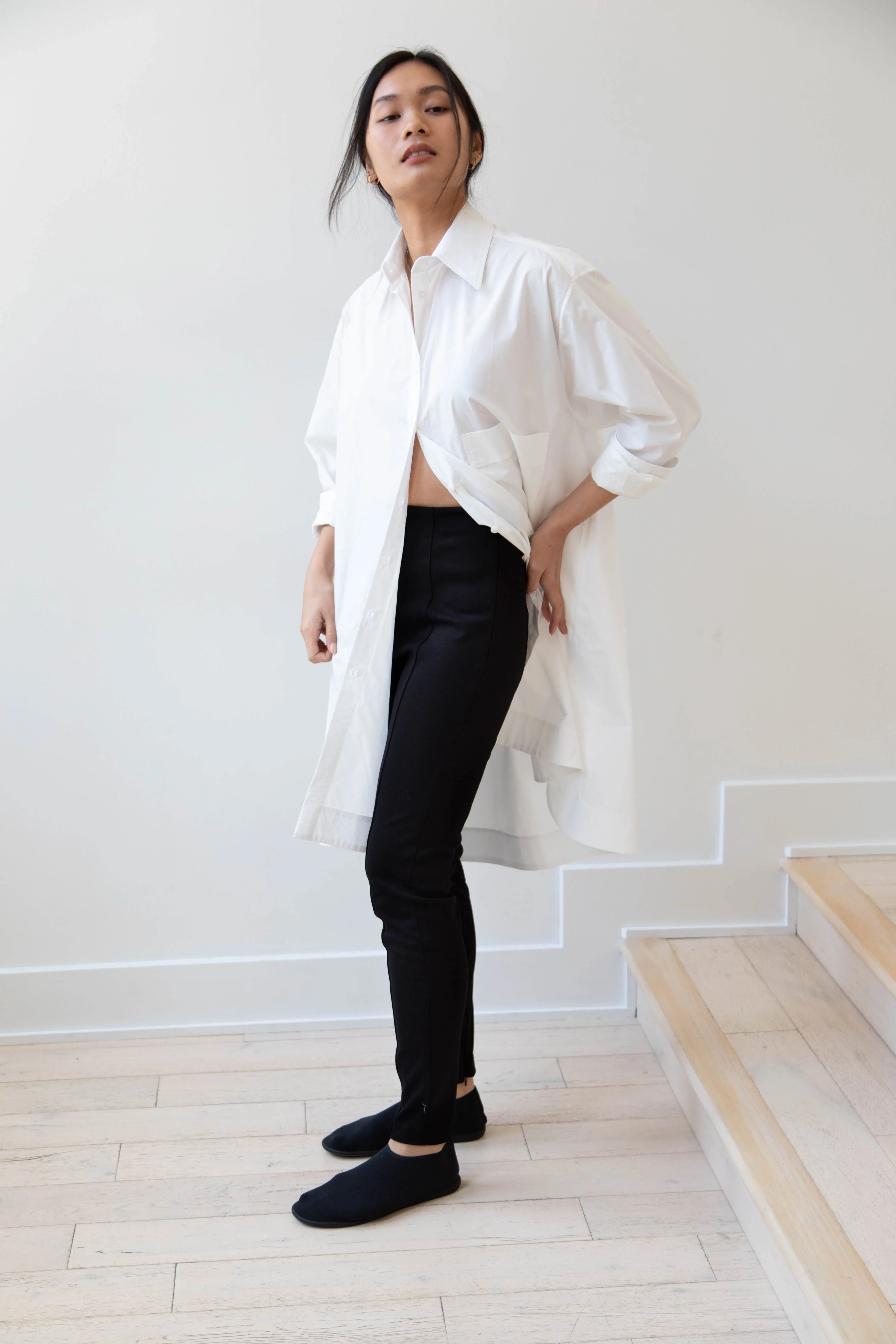 Auralee | Twist Smooth Skinny Pants in Black
