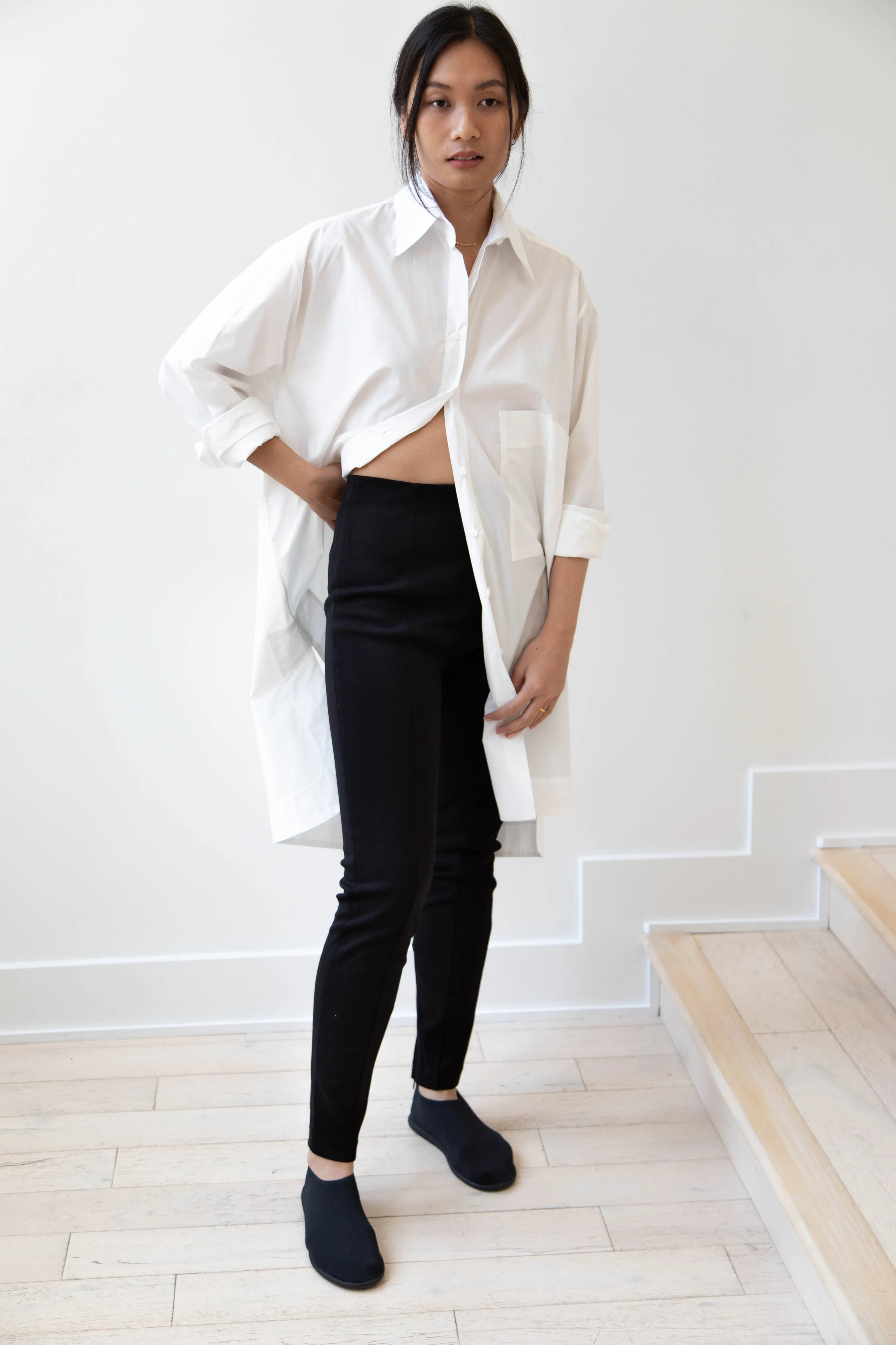 Auralee | Twist Smooth Skinny Pants in Black