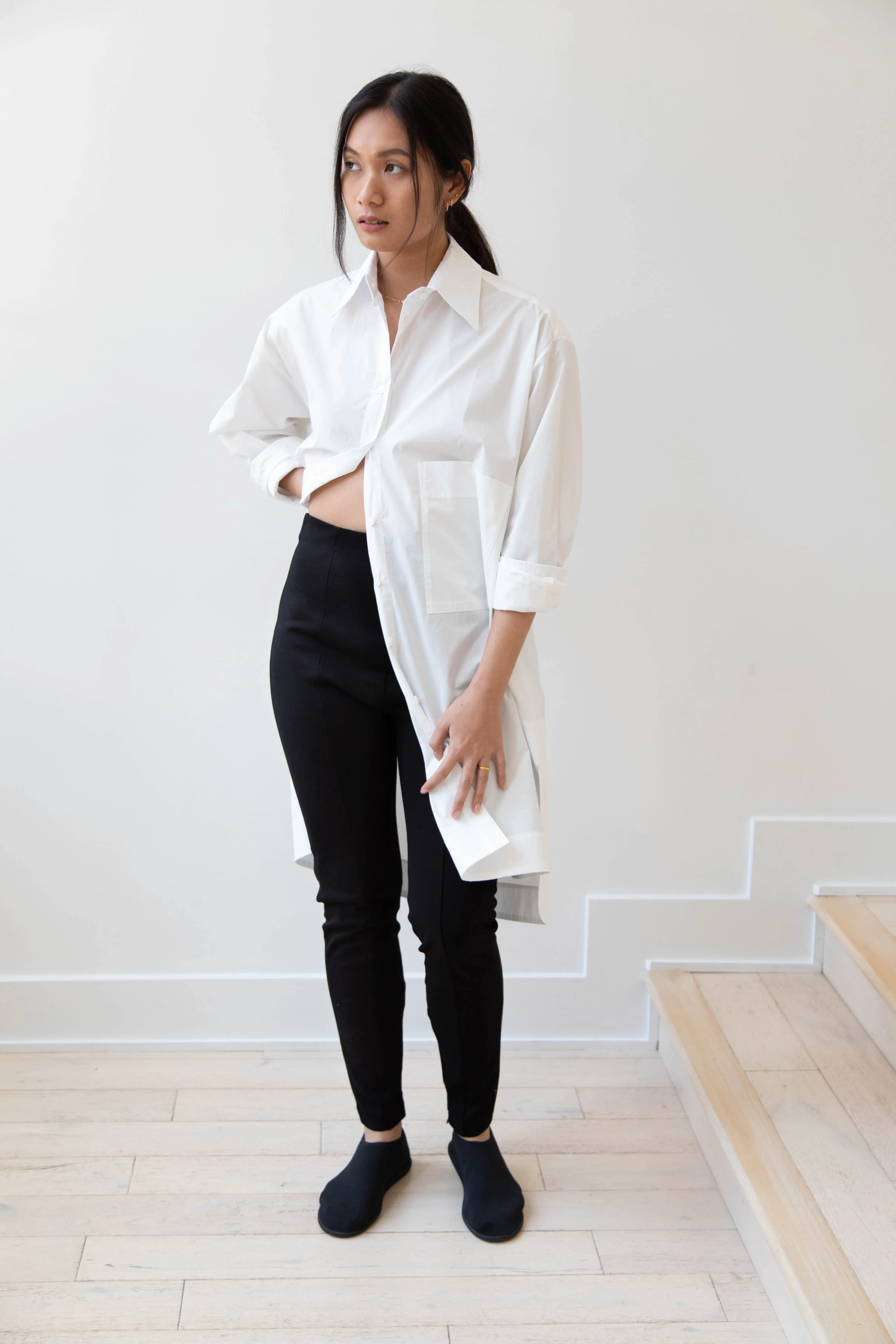Auralee | Twist Smooth Skinny Pants in Black