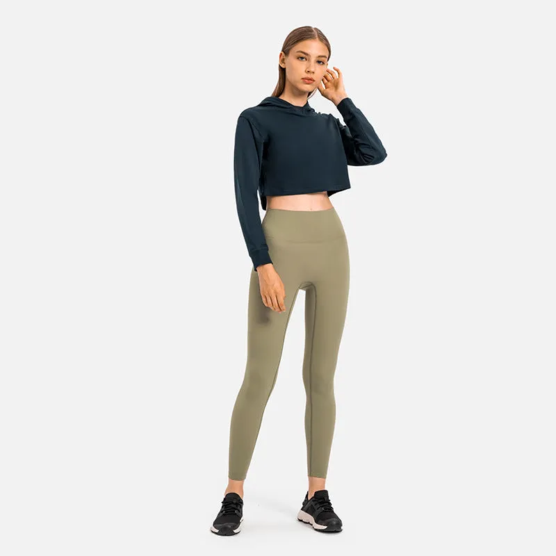 Autumn Winter Loose Half Short Hooded Sports Sweater Casual Fitness Running Exercise Coat