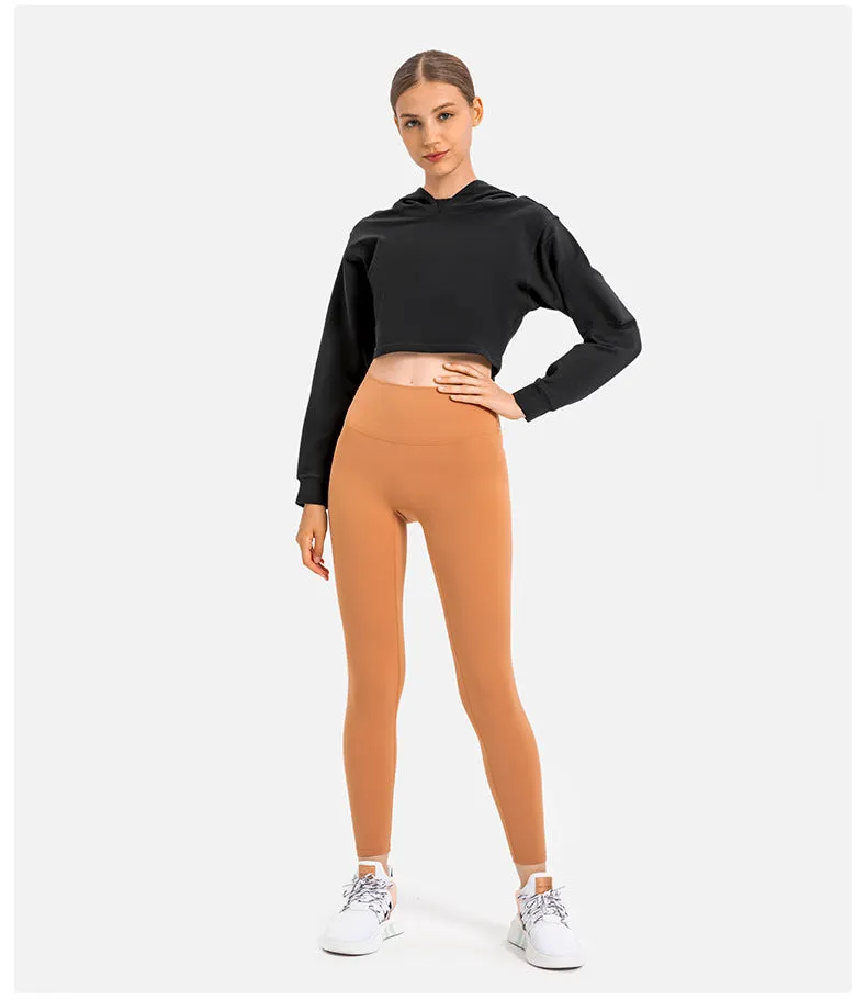 Autumn Winter Loose Half Short Hooded Sports Sweater Casual Fitness Running Exercise Coat