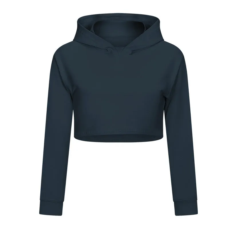 Autumn Winter Loose Half Short Hooded Sports Sweater Casual Fitness Running Exercise Coat