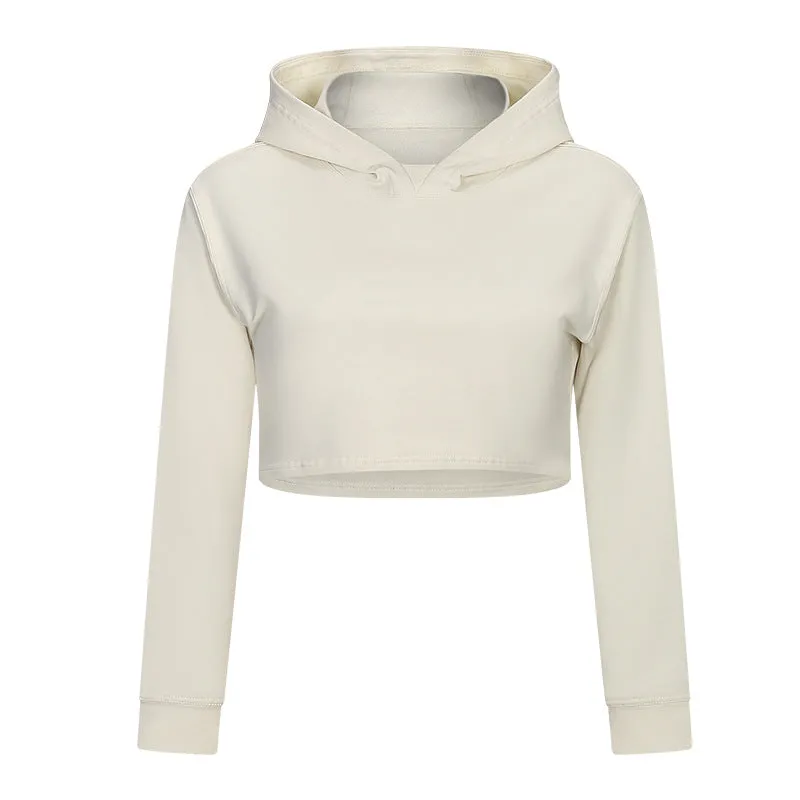 Autumn Winter Loose Half Short Hooded Sports Sweater Casual Fitness Running Exercise Coat