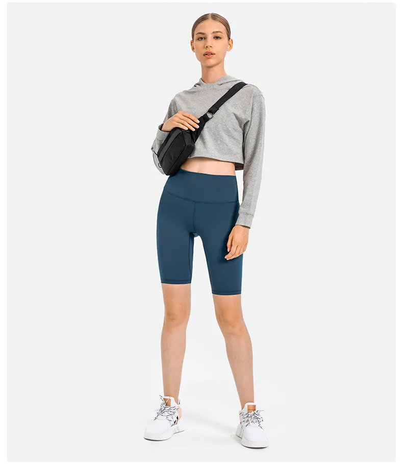 Autumn Winter Loose Half Short Hooded Sports Sweater Casual Fitness Running Exercise Coat