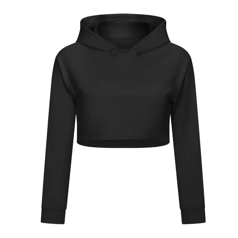 Autumn Winter Loose Half Short Hooded Sports Sweater Casual Fitness Running Exercise Coat