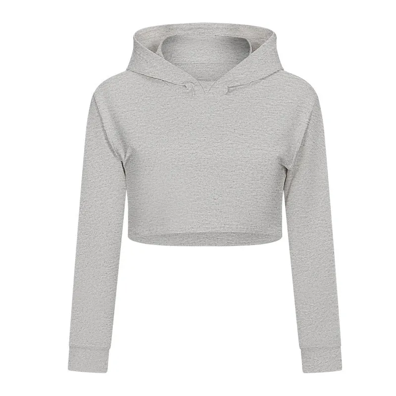Autumn Winter Loose Half Short Hooded Sports Sweater Casual Fitness Running Exercise Coat