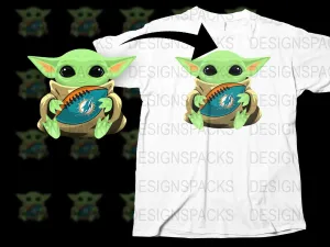 Baby Yoda Holding Miami Dolphins Logo Football Png Digital Download