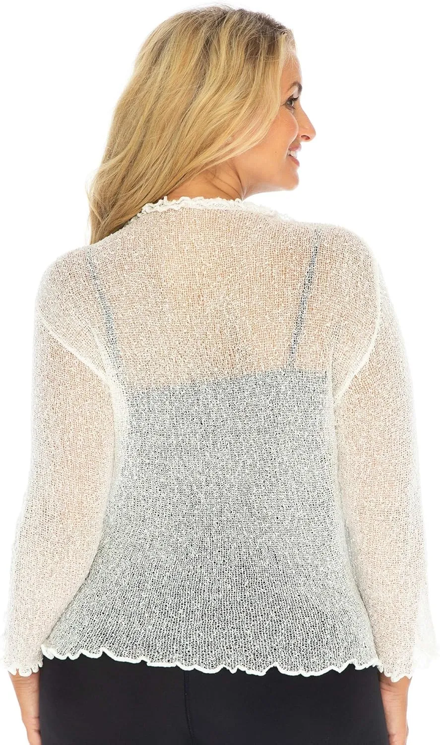 Back From Bali Womens Plus Size Sheer Ruffle Shrug Lightweight Bolero Cardigan Arm Cover 2X 3X 4X