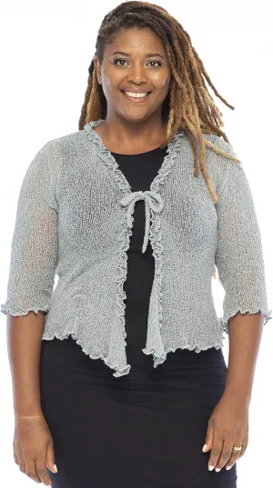 Back From Bali Womens Plus Size Sheer Ruffle Shrug Lightweight Bolero Cardigan Arm Cover 2X 3X 4X