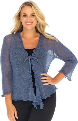 Back From Bali Womens Plus Size Sheer Ruffle Shrug Lightweight Bolero Cardigan Arm Cover 2X 3X 4X