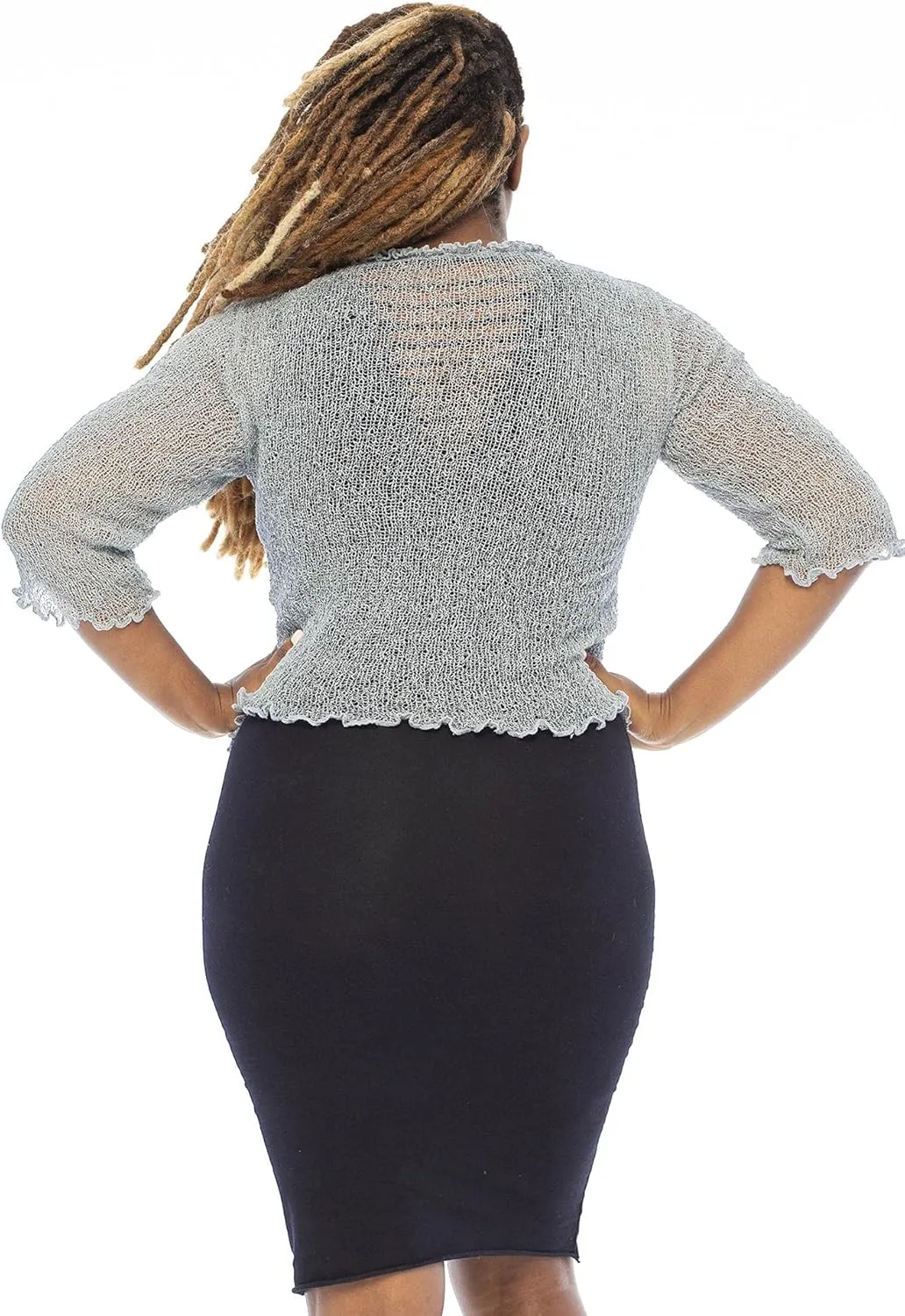 Back From Bali Womens Plus Size Sheer Ruffle Shrug Lightweight Bolero Cardigan Arm Cover 2X 3X 4X