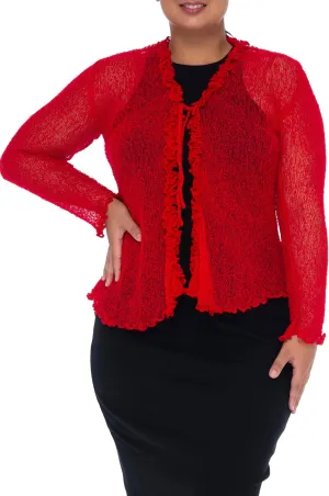 Back From Bali Womens Plus Size Sheer Ruffle Shrug Lightweight Bolero Cardigan Arm Cover 2X 3X 4X