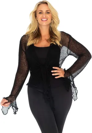 Back From Bali Womens Plus Size Sheer Shrug Cardigan Long Bell Sleeves Lightweight Knit Bolero 2X 3X 4X