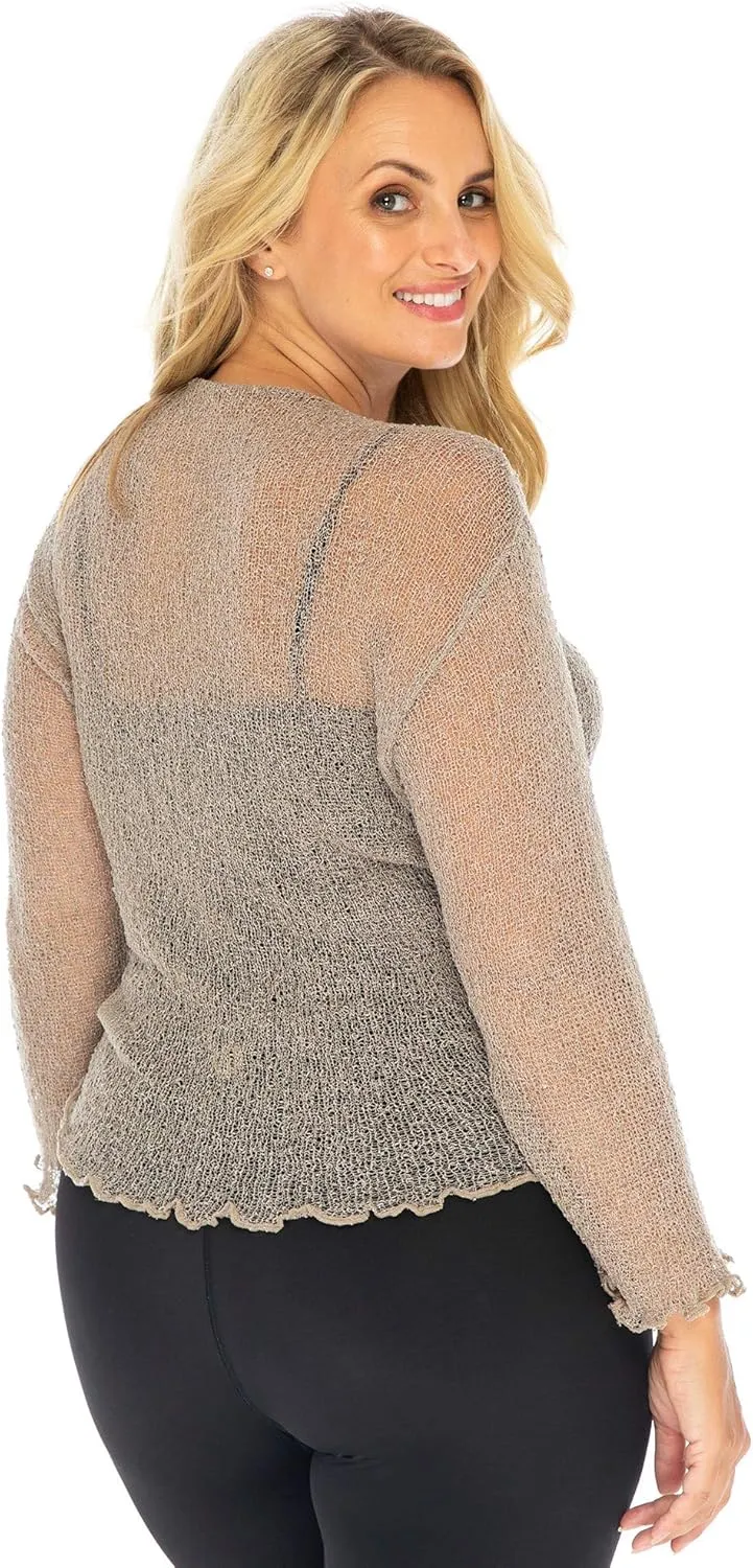 Back From Bali Womens Plus Size Shrug Bolero Sheer Cardigan Arm Cover 2X 3X 4X Lightweight