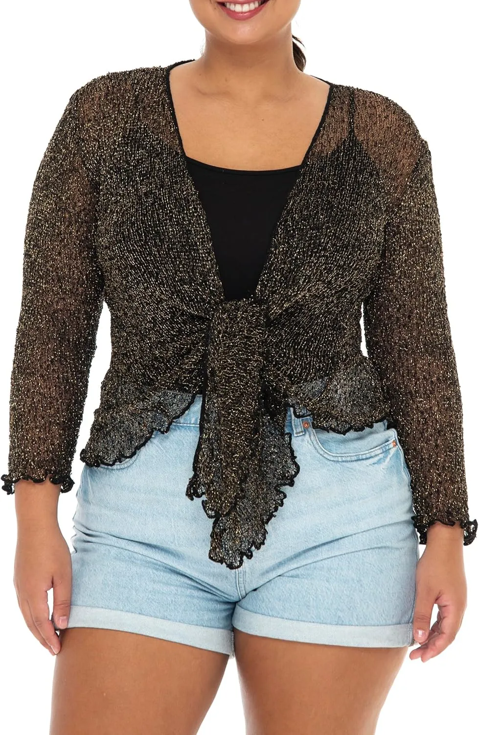 Back From Bali Womens Plus Size Shrug Bolero Sheer Cardigan Arm Cover 2X 3X 4X Lightweight