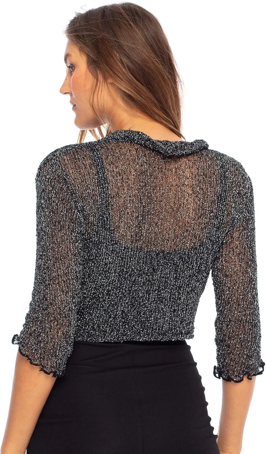 Back From Bali Womens Sheer Shrug Cropped Bolero Jacket Lightweight Knit Cardigan Sweater for Dresses