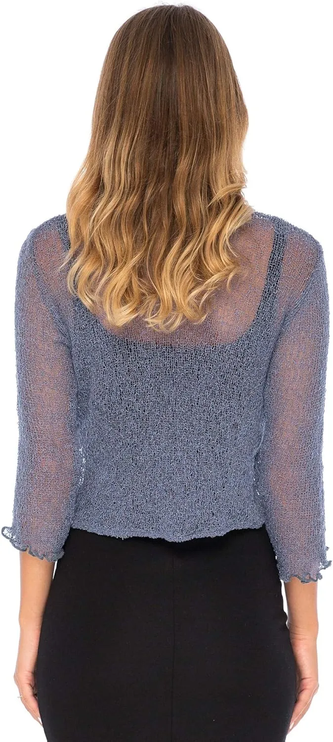 Back From Bali Womens Sheer Shrug Cropped Bolero Jacket Lightweight Knit Cardigan Sweater for Dresses