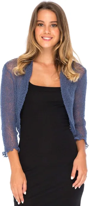 Back From Bali Womens Sheer Shrug Cropped Bolero Jacket Lightweight Knit Cardigan Sweater for Dresses
