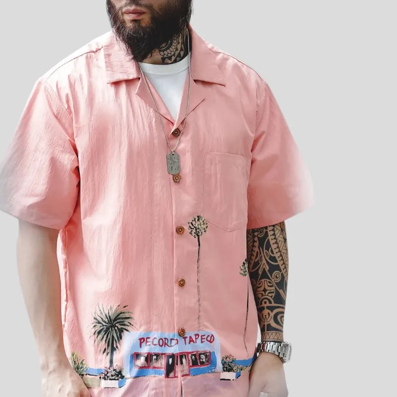 Beach side print classic camp shirt