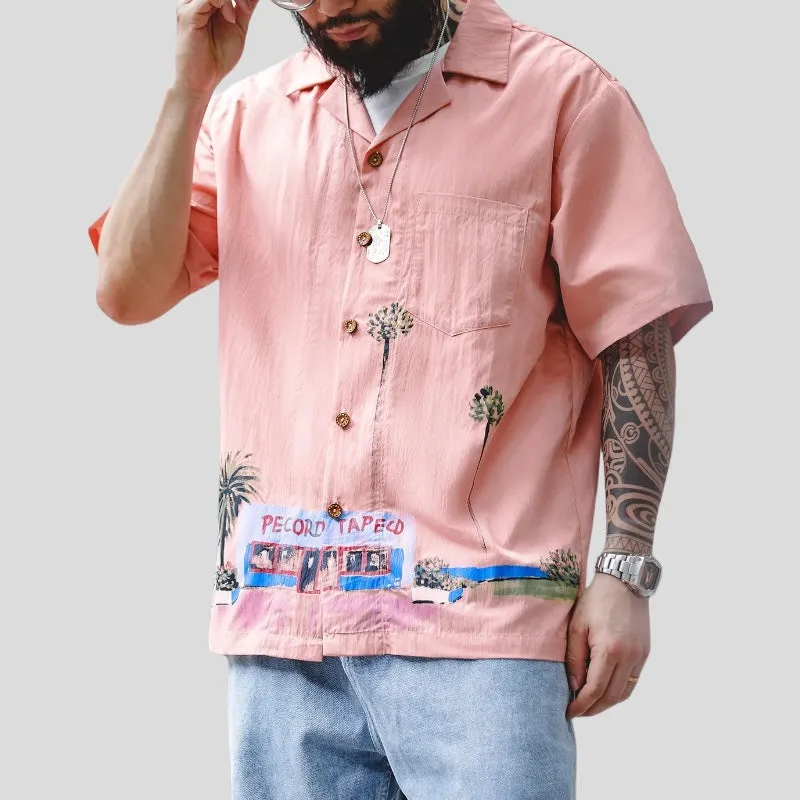 Beach side print classic camp shirt