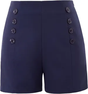 Belle Poque Women High Waist Stretch Sailor Pinup Shorts