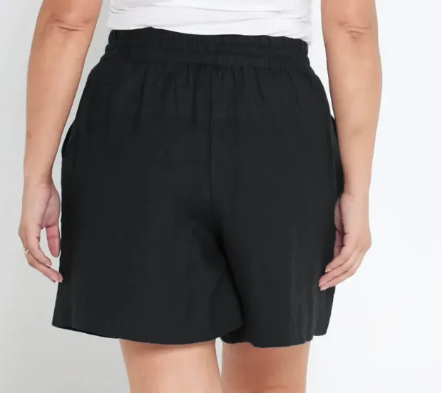 Black Organic Linen Shorts