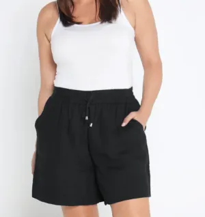 Black Organic Linen Shorts