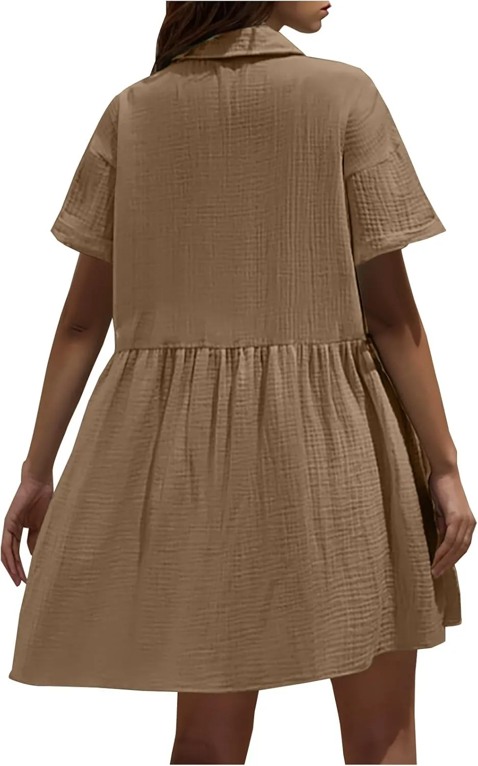 Button Down Babydoll Dress for Women Casual Summer Ruffle Mini Dresses 2025 Trendy Vacation Clothes Loose Sundress