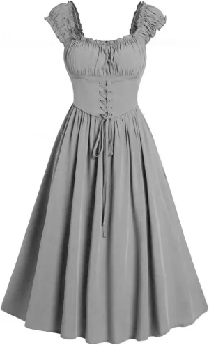 Corset Dress for Women Sleeveless Cottagecore Dress Retro Vintage Medieval Renaissance Dress Lace Up Midi Dresses