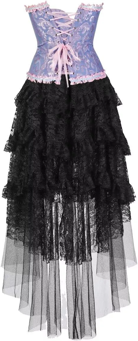 Corset Dress Top Bustier for Women Lace up Brocade Classic Floral Plus Size