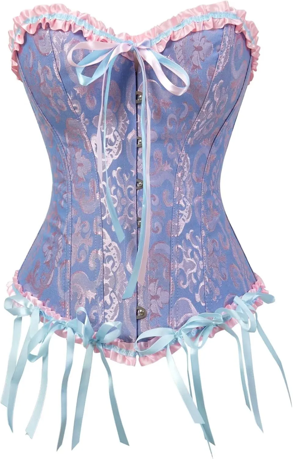 Corset Dress Top Bustier for Women Lace up Brocade Classic Floral Plus Size