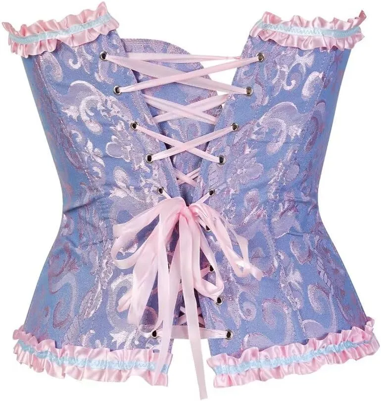 Corset Dress Top Bustier for Women Lace up Brocade Classic Floral Plus Size