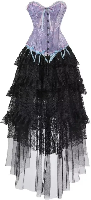Corset Dress Top Bustier for Women Lace up Brocade Classic Floral Plus Size