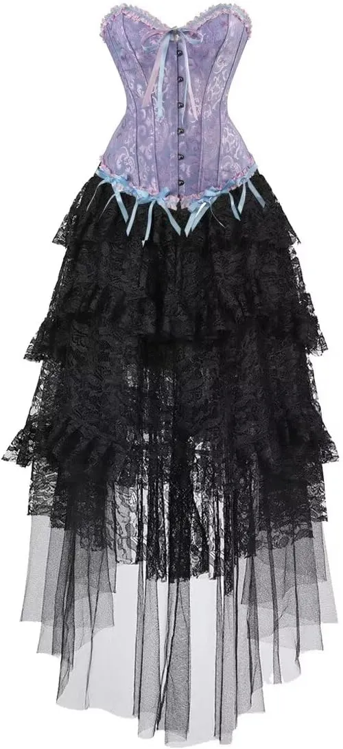 Corset Dress Top Bustier for Women Lace up Brocade Classic Floral Plus Size