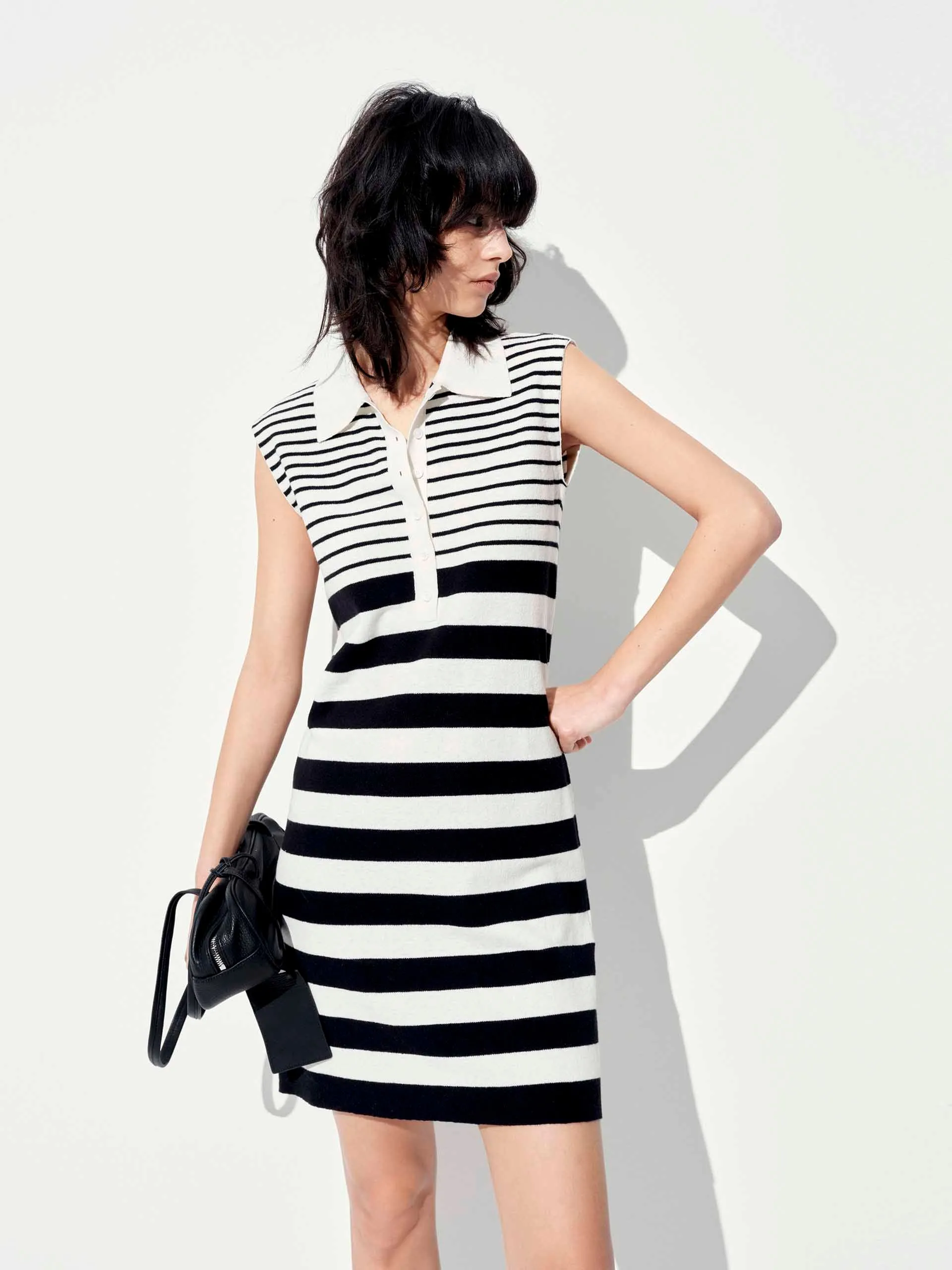 Cotton Blend Striped Dress