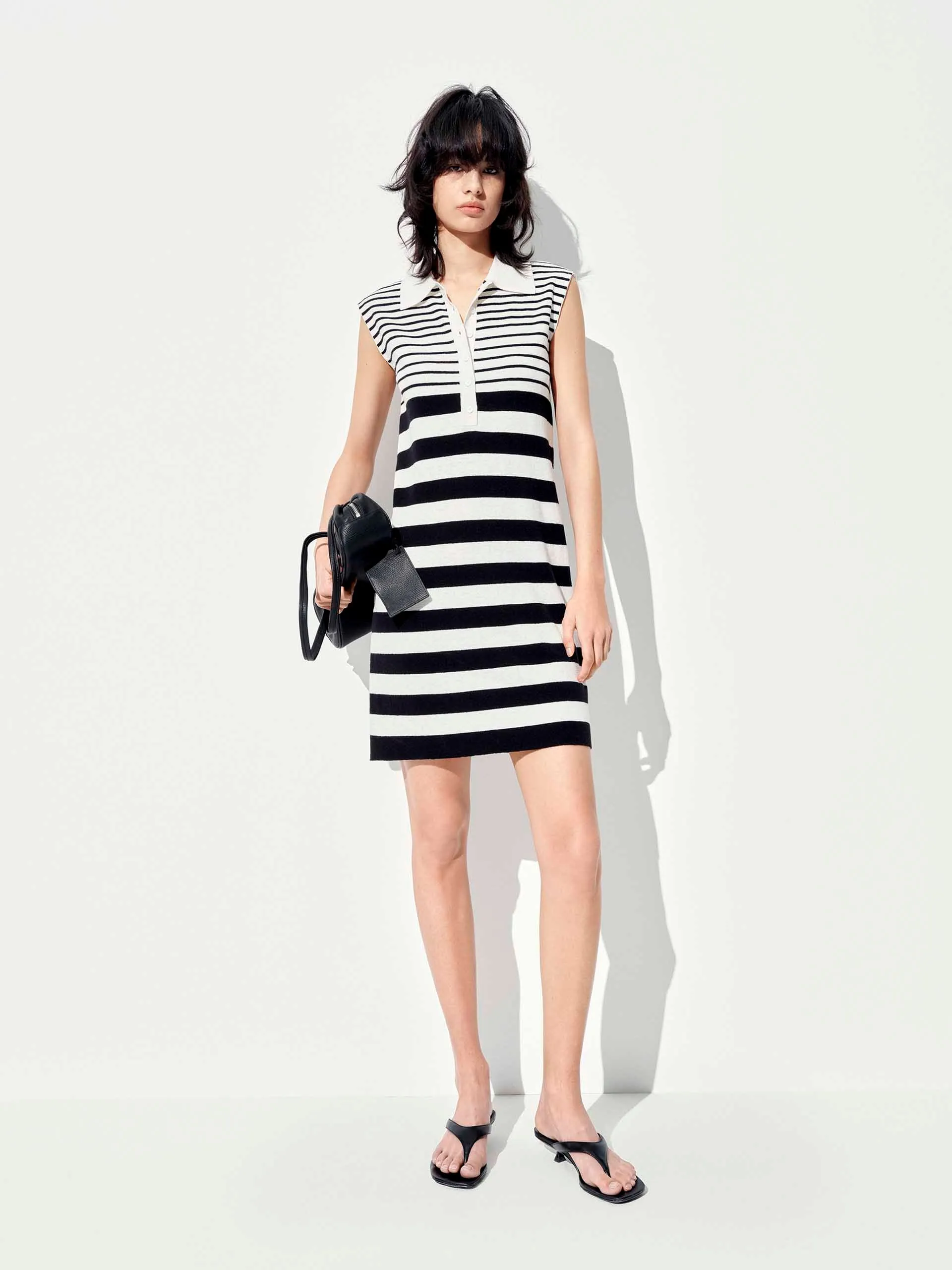 Cotton Blend Striped Dress