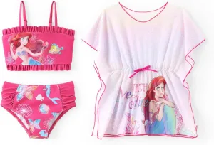 Disney Frozen Elsa Princess Minnie Ariel Girl 3 Piece Swimsuit Bikini Tankini Bathing Suit with Cover Up Set UPF 50  Swimwear